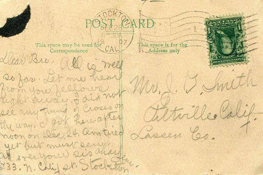 Postal de 1907 de la Corte de Bakersfield